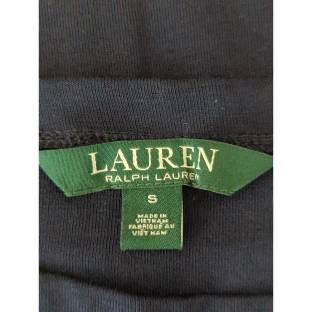 Lauren Ralph Lauren Navy Puff Sleeve Cotton Top Women's Small Coastal Nautical - Picture 7 of 7
